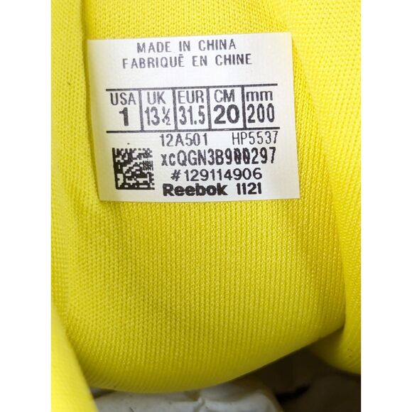 NWOB Reebok Girls Leather Running Sneakers Size 1 Yellow Silver Athletic Retro - Picture 9 of 11